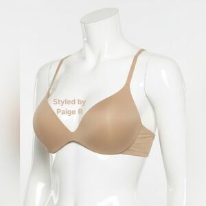 💕NWT SKIMS Wireless Form Push Up Pushup Plunge T-shirt Demi Bra Nude CLAY 32H